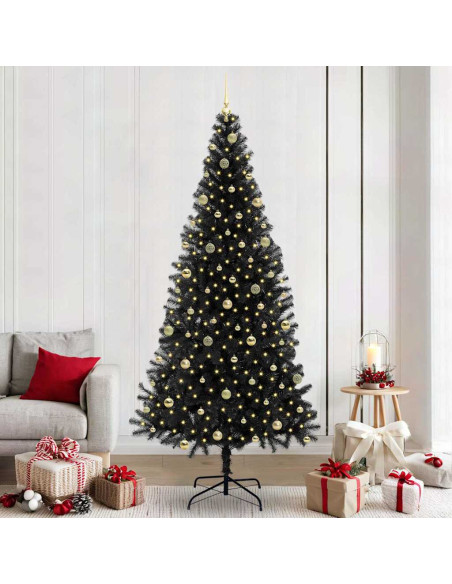 Albero di Natale con 300 LED con supporto Nero 240 cm PVC