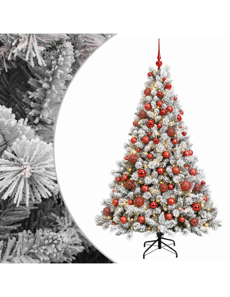 Albero di Natale Artificiale con Palline 210 cm 300 LED
