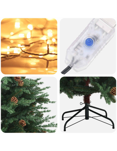 Albero di Natale Artificiale con Rami Pieghevoli 210 cm 300 LED