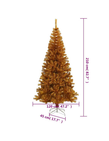 Albero di Natale Artificiale con Supporto Oro 210 cm PET
