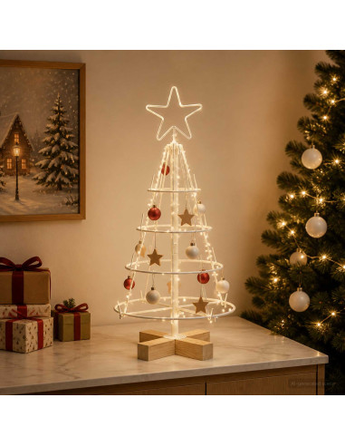Albero a Cono di Natale KUOPIO 60 cm Acciaio Bianco