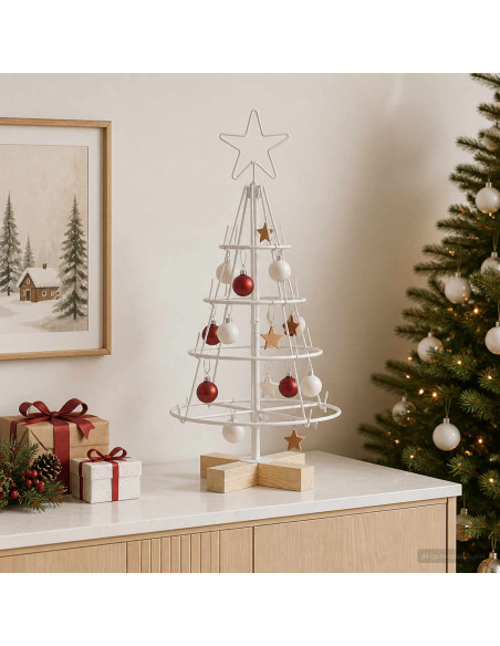 Albero a Cono di Natale KUOPIO 60 cm Acciaio Bianco