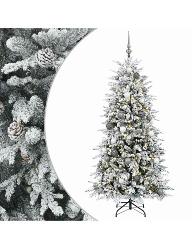 Albero di Natale Artificiale con Rami Pieghevoli 180 cm 300 LED