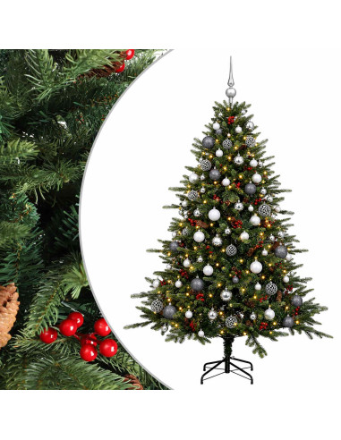 Albero di Natale artificiale con palline 180 cm 300 LED