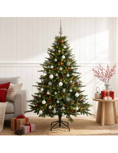 Albero di Natale artificiale con palline 150 cm 150 LED