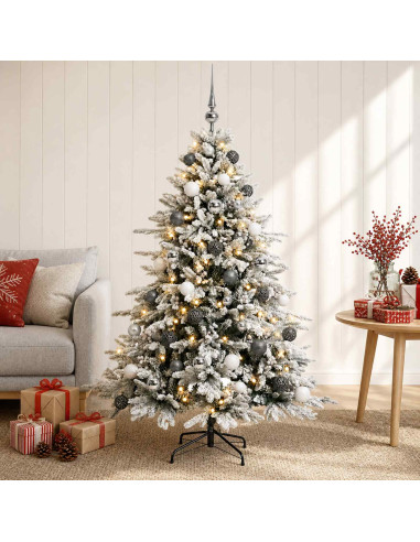 Albero di Natale artificiale con palline 150 cm 150 LED