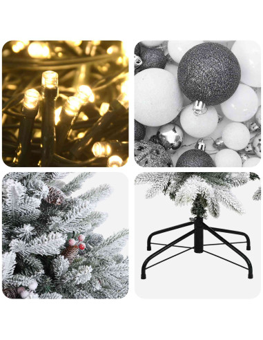 Albero di Natale artificiale con palline 210 cm 300 LED