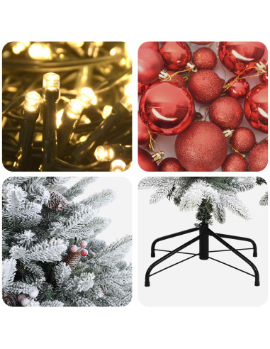 Albero di Natale artificiale con palline 210 cm 300 LED