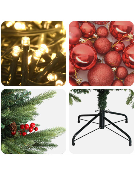 Albero di Natale artificiale con palline 240 cm 300 LED