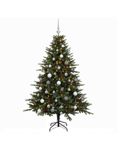 Albero di Natale artificiale con palline 150 cm 150 LED