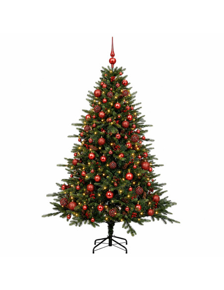 Albero di Natale artificiale con palline 210 cm 300 LED