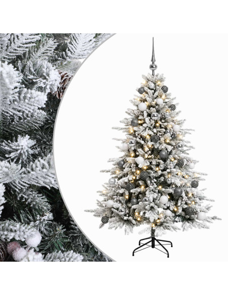Albero di Natale artificiale con palline 150 cm 150 LED