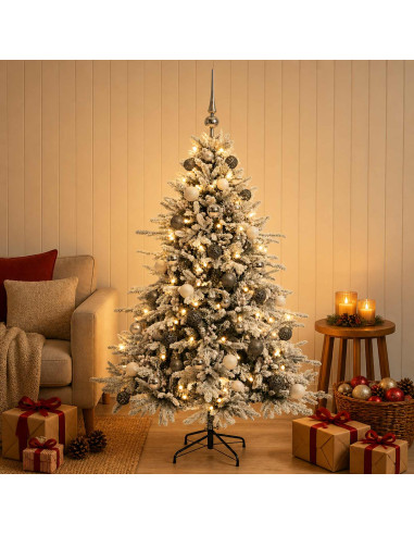 Albero di Natale artificiale con palline 150 cm 150 LED