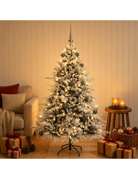 Albero di Natale artificiale con palline 150 cm 150 LED