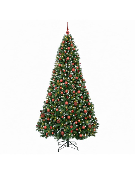 Albero di Natale artificiale verde con palline 240 cm 300 LED