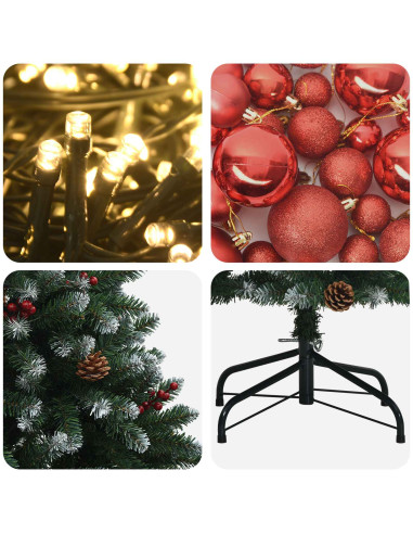 Albero di Natale artificiale verde con palline 240 cm 300 LED