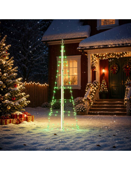 Albero di Natale LED 180 cm 168 LED Multicolore ferro Nero