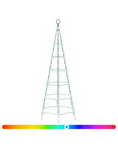 Albero di Natale LED 180 cm 168 LED Multicolore ferro Nero