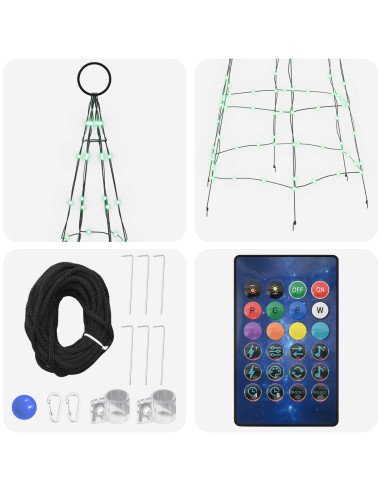 Albero di Natale LED 180 cm 168 LED Multicolore ferro Nero