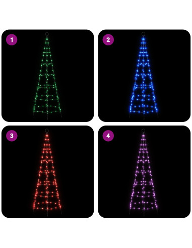 Albero di Natale LED 180 cm 168 LED Multicolore ferro Nero