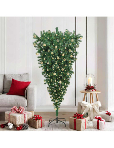 Albero di Natale artificiale pre-illuminato capovolto con set di palline