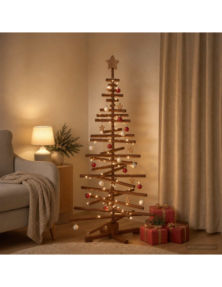 Albero di Natale in legno KOTKA 150 cm Legno Massello di Pino
