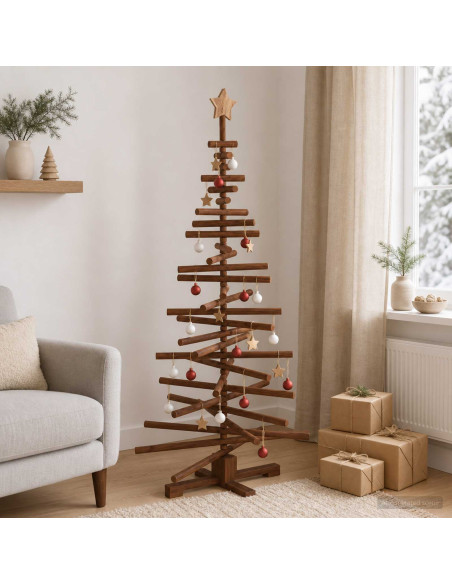 Albero di Natale in legno KOTKA 150 cm Legno Massello di Pino