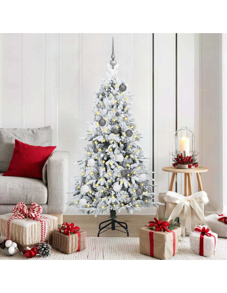 Albero di Natale Artificiale con Rami Pieghevoli Bianco 150 cm