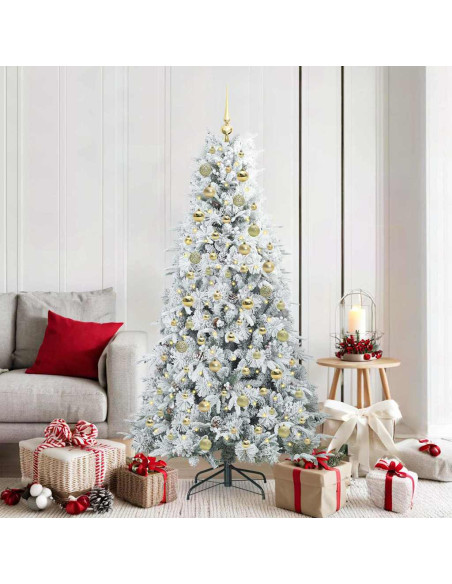 Albero di Natale Artificiale con Rami Pieghevoli Bianco 180 cm