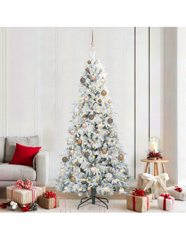 Albero di Natale Artificiale con Rami Pieghevoli Bianco 210 cm