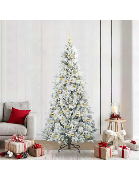 Albero di Natale Artificiale con Rami Pieghevoli Bianco 210 cm