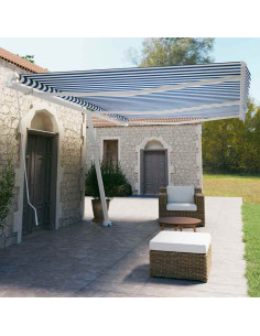 Tenda da Sole Autoportante Manuale 600x350 cm Blu Bianca