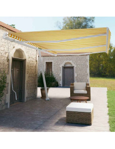 Tenda da Sole Autoportante Manuale 600x350 cm Gialla Bianca