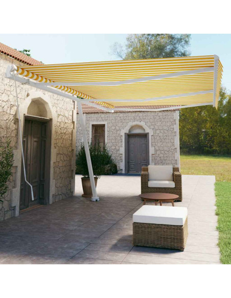 Tenda da Sole Autoportante Manuale 600x350 cm Gialla Bianca