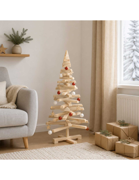 Albero di Natale in legno KOTKA 90 cm Legno Massello di Pino