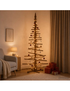 Albero di Natale in legno KOTKA 210 cm Legno Massello di Pino
