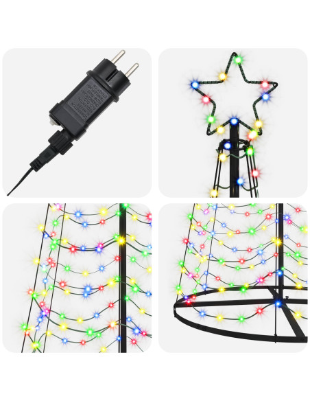 Albero di Natale LED a spirale con base EKENAS 300 cm 475 LED