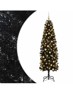 Albero di Natale Artificiale Slim con Palline 180 cm 300 LED