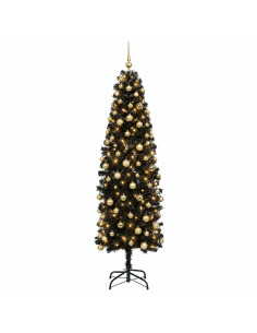 Albero di Natale Artificiale Slim con Palline 180 cm 300 LED 2