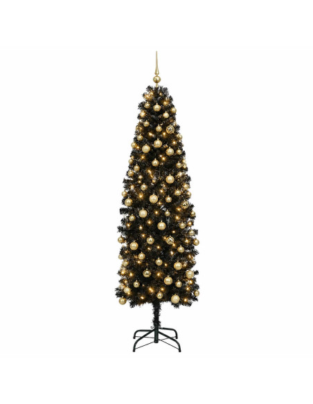 Albero di Natale Artificiale Slim con Palline 180 cm 300 LED