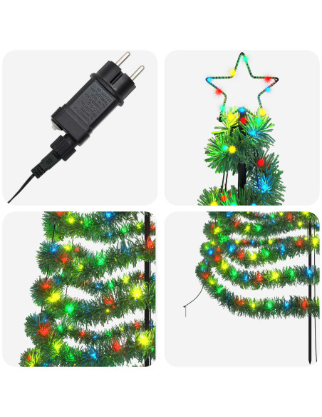 Albero di Natale a LED in tinsel con picchetto EKENAS 400 cm
