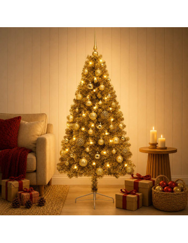 Albero di Natale artificiale con palline 150 cm 150 LED