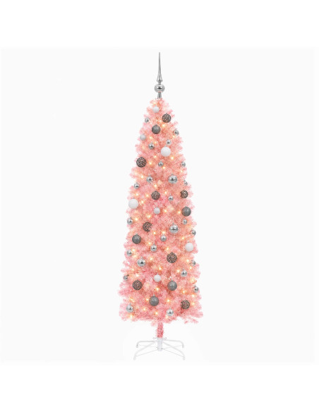 Albero di Natale Artificiale Slim con Palline 240 cm 300 LED