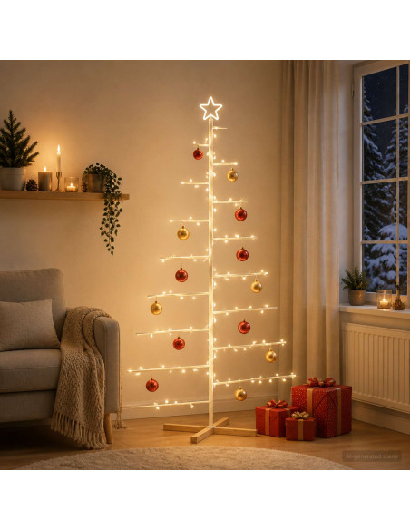 Albero di Natale in metallo con supporto KUOPIO 210 cm Acciaio