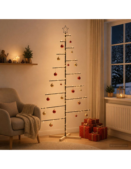 Albero di Natale in metallo con supporto KUOPIO 210 cm Acciaio