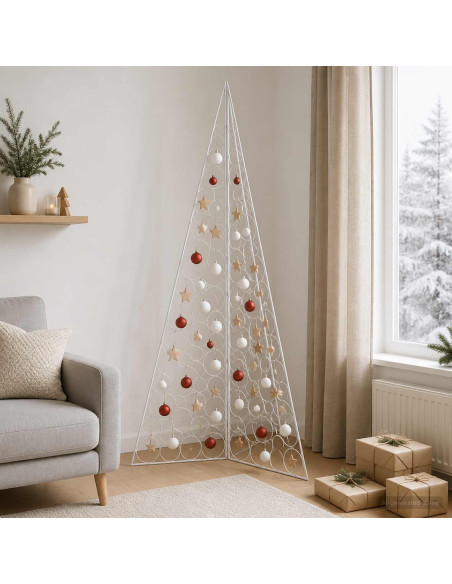 Albero di Natale in metallo KUOPIO 210 cm Acciaio Bianco
