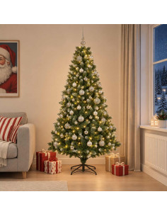 Albero di Natale Artificiale con Palline 210 cm 300 LED