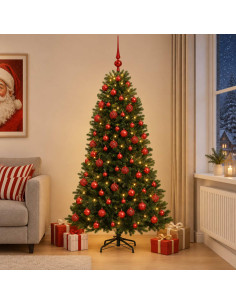 Albero di Natale Artificiale con Palline 210 cm 300 LED