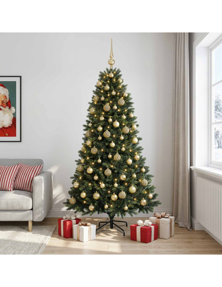 Albero di Natale Artificiale con Palline 210 cm 300 LED