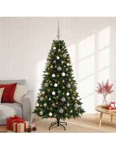 Albero di Natale Artificiale con Palline 150 cm 150 LED